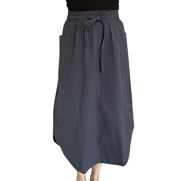 Tuckernuck Navy Marla Skirt Midi Utility Minimalist Cotton Drawstring Size Small - Picture 1 of 7